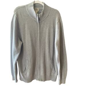 L.L. Bean Sweater Cardigan Full Zip 100% Cotton Gray Mens Size Large